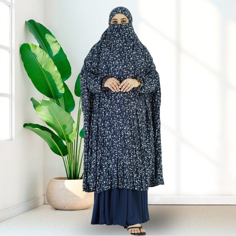 HEEBA-010 Premium Lilen Khimar Skirt Set