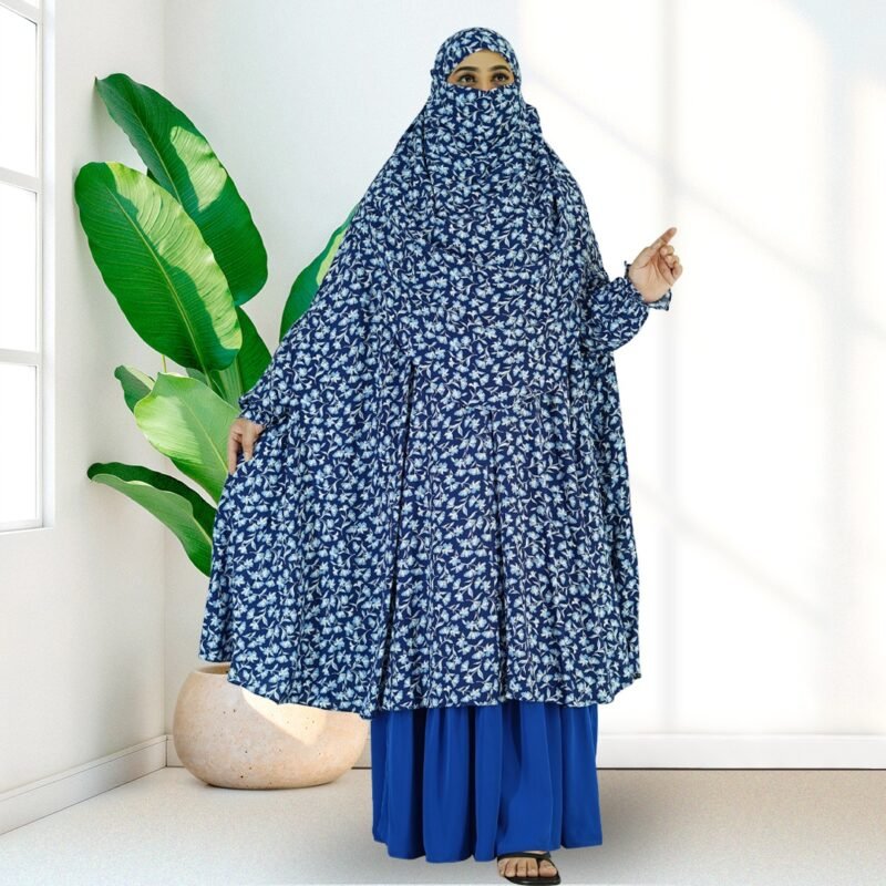 HEEBA-011 Premium Lilen Khimar Skirt Set