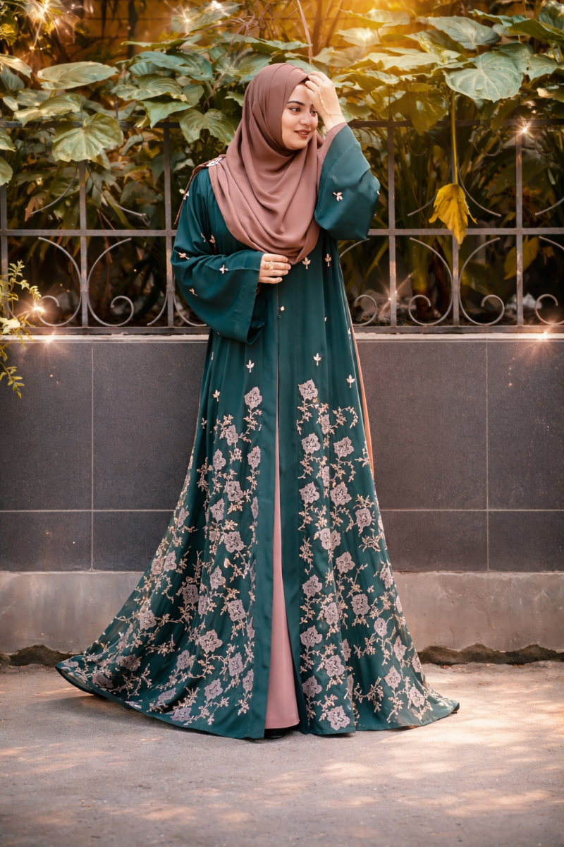 Eid Special Luxury Kimono (Forest Green Taifa)