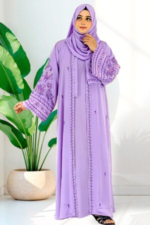 SABA Gorgeous Embroidery Lavender Kimono Set Premium Dubai Cherry