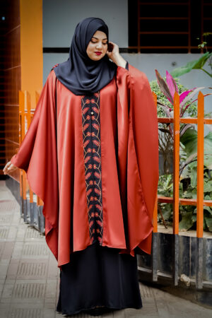Rust Orang Shrug Kaftan Gorgeous Floral Design Thread Embroidery