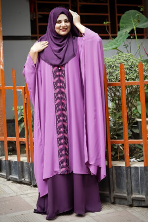 Royal Purple Shrug Kaftan with Gorgeous Floral Design Thread Embroidery