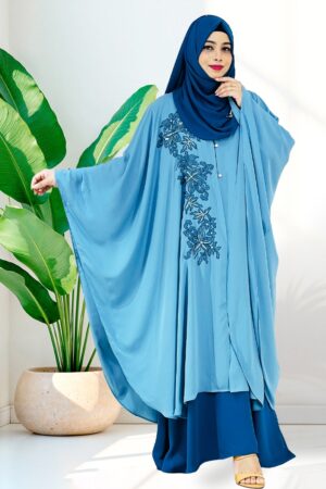 TAHSIN - Luxury Cape in Mint & Royal Blue