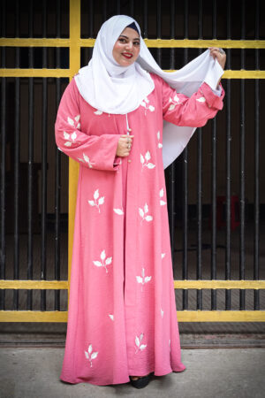 PAARI Premium CY Fabric Embroidered Abaya Onion Pink