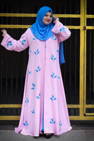 PAARI Premium CY Fabric Embroidered Abaya Baby Pink