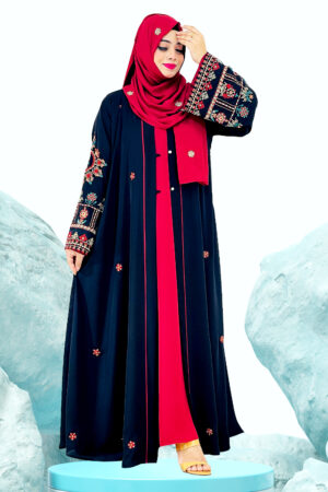 Thofa (Black) Premium Dubai Cherry Kimono with Hijab Full Set for Women