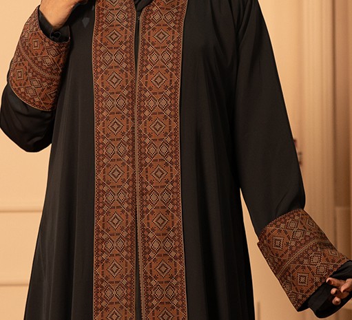 Hana Premium Dubai Cherry Embroidered Abaya Black - Image 2